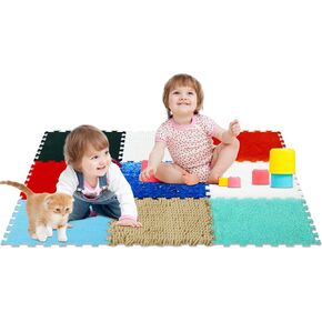 Shappy 9 Pcs Sensory Floor Tiles for Kids Sensory Mats Sensory Floor Rug Puzzle Sensory Tiles for Kids in Saudi Arabia