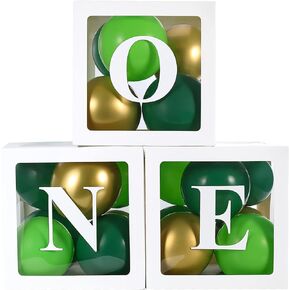 Baby 1st Birthday Decorations for Boy, ONE Balloon Boxes with Letters Includes Green and Golden Balloons, ONE Blocks Design for Boys 1 Year Old Birthday Backdrop Favor, First Birthday Cake Smash in Saudi Arabia