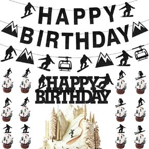 kreat4joy Skiing Birthday Decorations, Winter Sports Decorations Skiing Happy Birthday Cupcake Cake Toppers Banner for Ski Enthusiast Gymnastics Skateboard Boys Girls Adult Birthday Party in Saudi Arabia