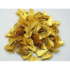 100 Origami Paper Crane Gold foil Paper with Rose Pattern Origami Crane Made of 7.5 cm 3x3 inch for Ornament Decoration Ornament Wedding