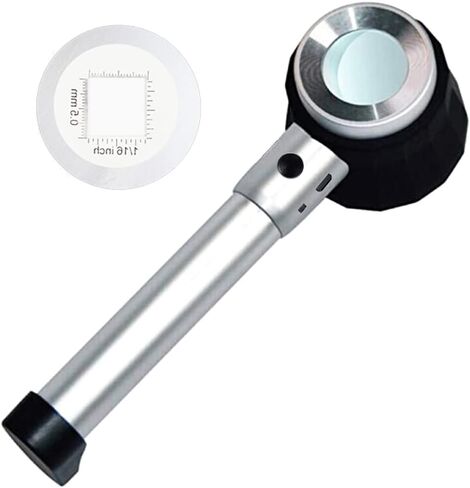 نظارات مكبرة بمقياس 10X 30X مع مسطرة إضاءة LED عدسة مكبرة معدنية لعملات النسيج وطوابع العملات خريطة المجوهرات وحقيبة يد in Kuwait