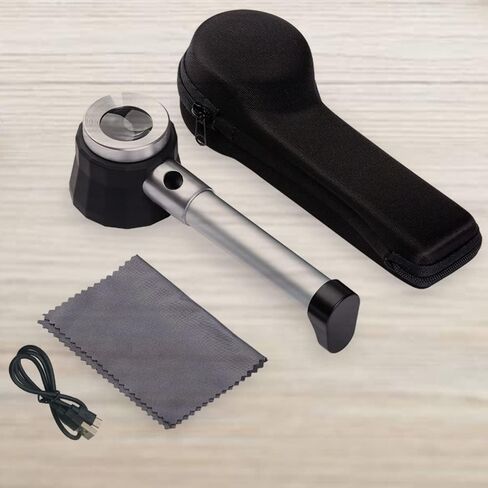 نظارات مكبرة بمقياس 10X 30X مع مسطرة إضاءة LED عدسة مكبرة معدنية لعملات النسيج وطوابع العملات خريطة المجوهرات وحقيبة يد in Kuwait