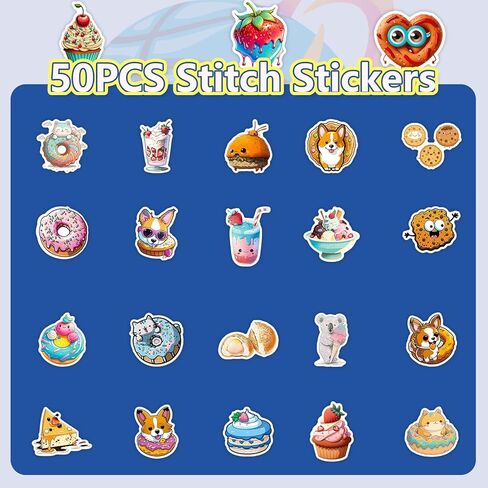 مجموعة ملصقات دونات جميلة للاحتفال من لاجوم دريم بوت لتزيين الحفلات ومكافآت المعلمين - 50 قطعة in Kuwait