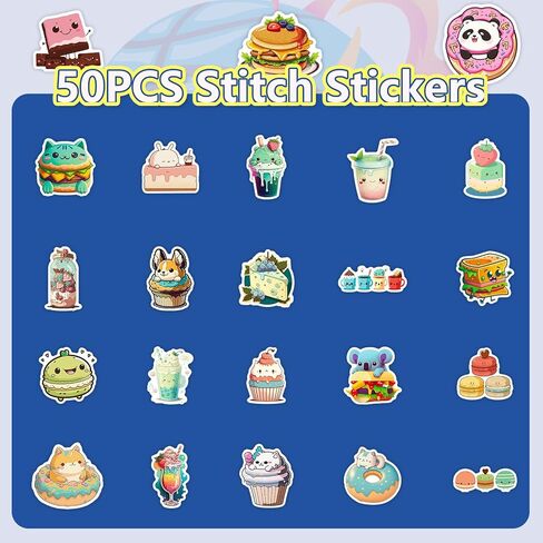 مجموعة ملصقات دونات جميلة للاحتفال من لاجوم دريم بوت لتزيين الحفلات ومكافآت المعلمين - 50 قطعة in Kuwait