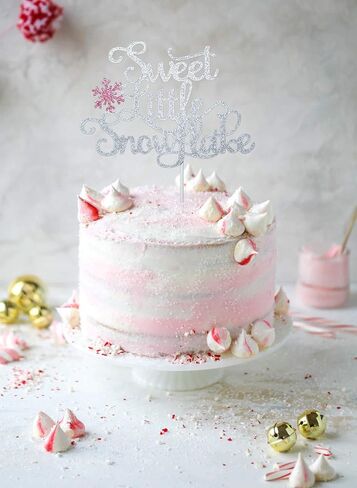 زينة كعك صغيرة لامعة سويت ليتل ندفة الثلج باللون الوردي لتزيين حفلات عيد الميلاد الأول وندفة الثلج in Kuwait