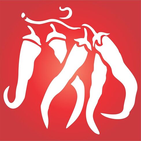 استنسل فلفل حار - (مقاس 5 انش عرض × 5 انش ارتفاع) استنسل حائط قابل لاعادة الاستخدام للرسم - افكار استنسل مطبخ للخضروات - يستخدم على الجدران والارضيات والاقمشة والزجاج والخشب والتراكوتا وغيرها in Kuwait