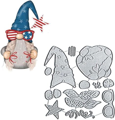 America Gnomes Metal Die Cuts Cutting Dies, DIY Crafts Template America Gnomes Paper Cards Cutting Dies Cut Stencils for DIY Embossing Card Making Book Tags Decorative Paper Dies Scrapbooking in Saudi Arabia
