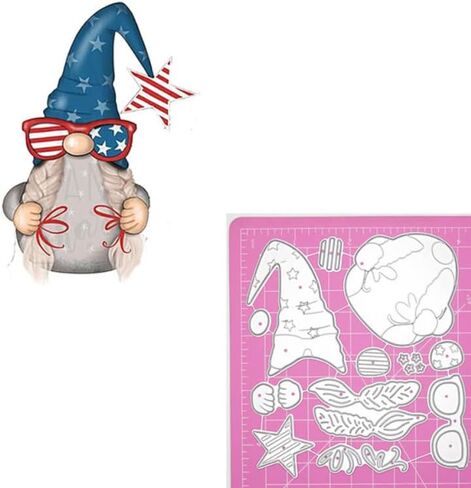 America Gnomes Metal Die Cuts Cutting Dies, DIY Crafts Template America Gnomes Paper Cards Cutting Dies Cut Stencils for DIY Embossing Card Making Book Tags Decorative Paper Dies Scrapbooking in Saudi Arabia