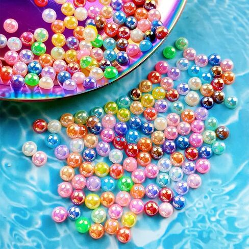 2000pcs 3mm Half Pearl for Crafts Flatback Round Half Pearl Beads for Jewelry Making Nail Art Scrapbook Craft Wedding Dress Decoration(Beige AB) in Kuwait
