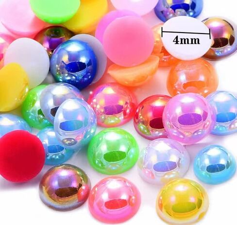 2000pcs 3mm Half Pearl for Crafts Flatback Round Half Pearl Beads for Jewelry Making Nail Art Scrapbook Craft Wedding Dress Decoration(Beige AB) in Kuwait
