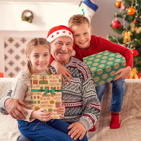 nepog ورق تغليف هدايا عيد الميلاد، ورق تغليف عيد الميلاد 12 ورقة في 6 تصاميم مطوية مسطحة 20x28 بوصة لكل ورقة، سانتا دير ندفة الثلج عيد ميلاد سعيد هدية عيد الميلاد مجموعة كرافت التفاف للأطفال الفتيات الفتيان in Kuwait