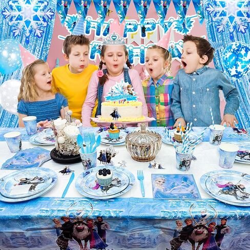 لوازم حفلات اعياد الميلاد من فرو-زن، مجموعة من 145 قطعة من ديكورات الحفلات وادوات المائدة من فرو-زين - اطباق حفلات ومناديل واكواب ومفرش طاولة وبالونات ولافتة تاج وعصا وغيرها من فرو-زين in Kuwait