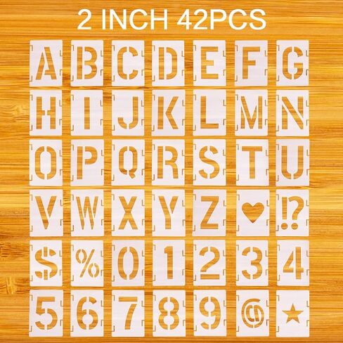 Letter Stencils Symbol Numbers Craft Stencils for Painting 42 Pcs Reusable Alphabet Templates 2 Inch Interlocking Stencil Kit for Painting,DIY Art in Kuwait