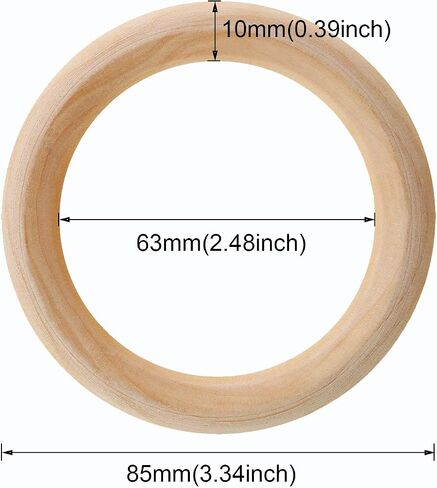 Penta Angel Wooden Rings 5Pcs 85mm Natural Unfinished Solid Wood Rings Smooth Wood Circles for DIY Craft Pendant Connectors Jewelry Making (85mm) in Saudi Arabia