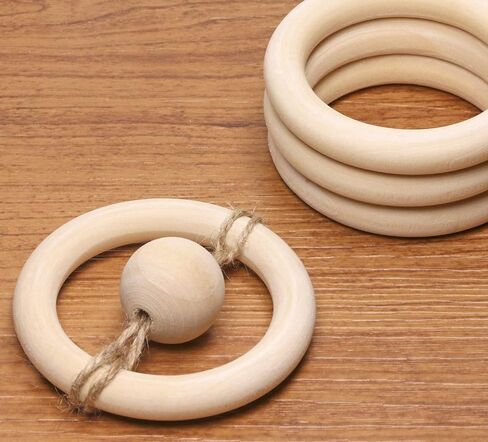 Penta Angel Wooden Rings 5Pcs 85mm Natural Unfinished Solid Wood Rings Smooth Wood Circles for DIY Craft Pendant Connectors Jewelry Making (85mm) in Saudi Arabia