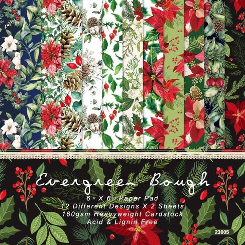 PUIKSXER 24 Sheets Christmas Theme Scrapbook Paper, Single -sided Pattern 6 Inches Vintage Journaling Decorative Craft Paper, DIY Photo Album Card Making Background in Kuwait