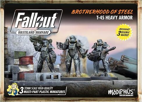 Modiphius Entertainment Ltd Fallout Wasteland Warfare: Brotherhood of Steel - Heavy Armor (T45) - 3 Miniatures, 32mm Unpainted Figures in Saudi Arabia