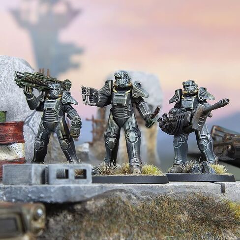 Modiphius Entertainment Ltd Fallout Wasteland Warfare: Brotherhood of Steel - Heavy Armor (T45) - 3 Miniatures, 32mm Unpainted Figures in Saudi Arabia