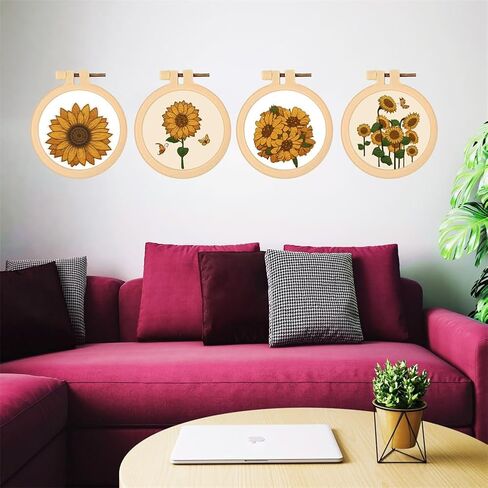 FREEBLOSS 4 Set 3.7'' Small Embroidery Kit with Cactus Patterns and Detailed Instructions, Embroidery Starter Kit for Beginners Cross Stitch Kits for Adults in Kuwait