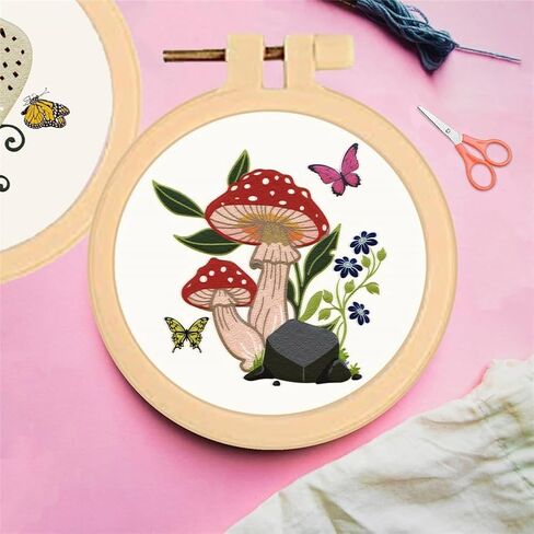 FREEBLOSS 4 Set 3.7'' Small Embroidery Kit with Cactus Patterns and Detailed Instructions, Embroidery Starter Kit for Beginners Cross Stitch Kits for Adults in Kuwait