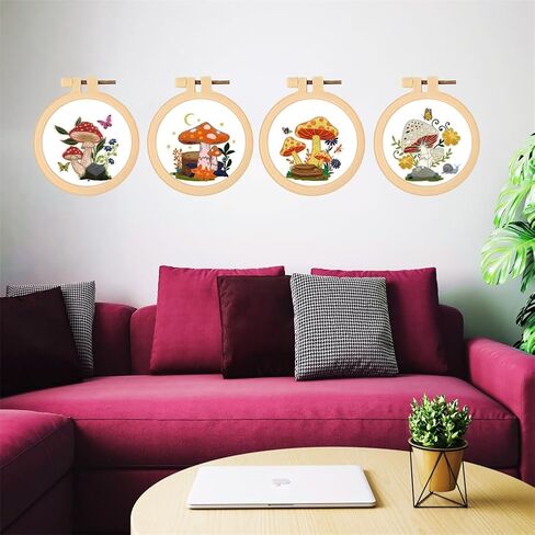FREEBLOSS 4 Set 3.7'' Small Embroidery Kit with Cactus Patterns and Detailed Instructions, Embroidery Starter Kit for Beginners Cross Stitch Kits for Adults in Kuwait