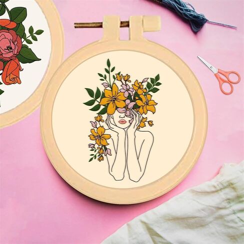 FREEBLOSS 4 Set 3.7'' Small Embroidery Kit with Cactus Patterns and Detailed Instructions, Embroidery Starter Kit for Beginners Cross Stitch Kits for Adults in Kuwait
