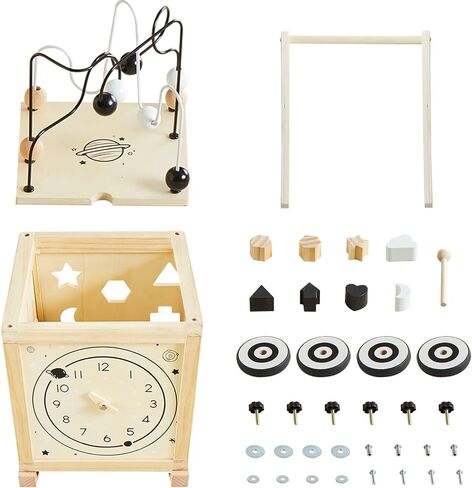 Beright Wooden Baby Walker Activity Cube, Wooden Toddler Toys, 6 in 1 Developmental Montessori Learning Educational Toys, First Birthday Gift in Kuwait