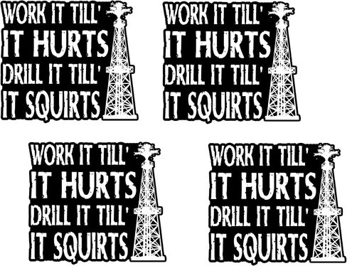 4pcs Funny Roughneck Stickers, Drill and Squirt, 2.5 inches - Oilfield Trash Hard Hat Stickers in Saudi Arabia
