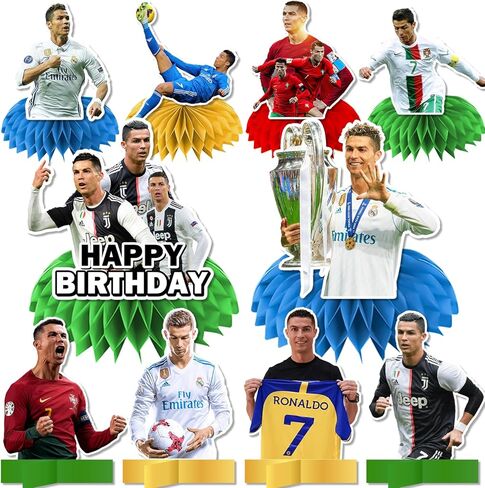 10 PCS Soccer Birthday Decorations Honeycomb Centerpieces, Football Star Party Decorations for Kids Baby Shower, Soccer Themed Birthday Party Supplies Soccer Party Decorations in Kuwait