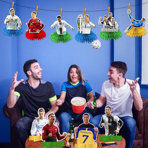 10 PCS Soccer Birthday Decorations Honeycomb Centerpieces, Football Star Party Decorations for Kids Baby Shower, Soccer Themed Birthday Party Supplies Soccer Party Decorations in Kuwait