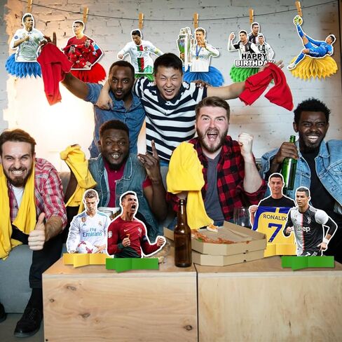 10 PCS Soccer Birthday Decorations Honeycomb Centerpieces, Football Star Party Decorations for Kids Baby Shower, Soccer Themed Birthday Party Supplies Soccer Party Decorations in Kuwait