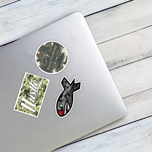 Sureema 100 PCS Camouflage Stickers,Army Stickers,Cool Trendy Aesthetic Military Stickers,Vinyl Waterproof Stickers for car, Motorcycle, Bike, Portable, ipad and Luggage in Kuwait