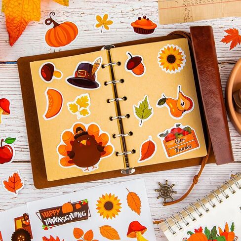 ملصقات سقوط عيد الشكر السعيد للأطفال، 292 قطعة من ملصقات أوراق القيقب المرحب بالخريف لقصاصات القصاصات DIY ومذكرات الهاتف ومستلزمات حفلات عيد الشكر in Kuwait