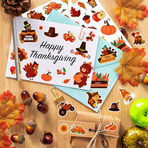 ملصقات سقوط عيد الشكر السعيد للأطفال، 292 قطعة من ملصقات أوراق القيقب المرحب بالخريف لقصاصات القصاصات DIY ومذكرات الهاتف ومستلزمات حفلات عيد الشكر in Kuwait