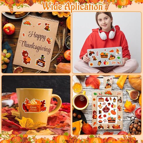 ملصقات سقوط عيد الشكر السعيد للأطفال، 292 قطعة من ملصقات أوراق القيقب المرحب بالخريف لقصاصات القصاصات DIY ومذكرات الهاتف ومستلزمات حفلات عيد الشكر in Kuwait
