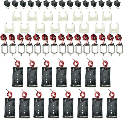 ايوداكس محرك كهربائي صغير مستطيل بتيار مستمر 1.5-3 فولت 24000 دورة في الدقيقة مع اسلاك رصاص 9.8 انش مع 2 × 1.5 فولت بطارية AA وحامل دعامة تثبيت المحرك للالعاب التي تصنعها بنفسك in Kuwait