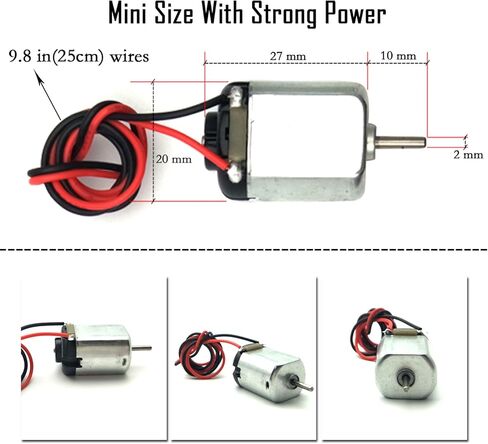 ايوداكس محرك كهربائي صغير مستطيل بتيار مستمر 1.5-3 فولت 24000 دورة في الدقيقة مع اسلاك رصاص 9.8 انش مع 2 × 1.5 فولت بطارية AA وحامل دعامة تثبيت المحرك للالعاب التي تصنعها بنفسك in Kuwait