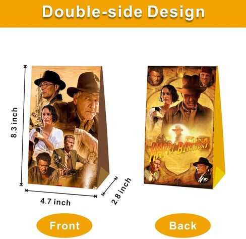 12pcs Indiana Jones Party Favor Gift Bags, Indiana Jones Birthday Party Supplies for Indiana Jones Party Decorations in Kuwait