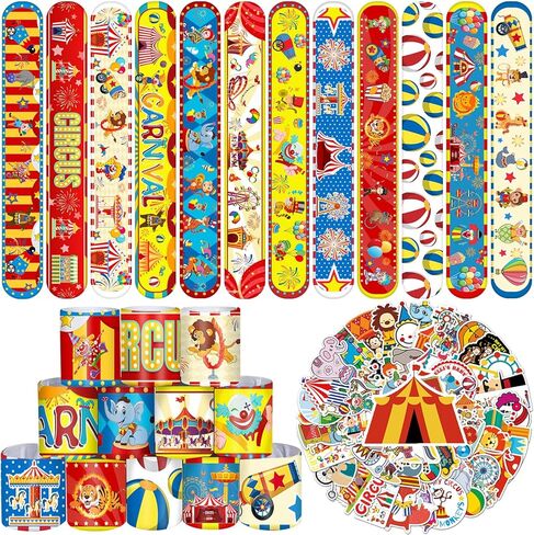 YYMYMGJ كرنفال هدايا الحفلات 86 قطعة من أساور صفعة السيرك كرنفال للأطفال كرنفال مهرج حيوان موضوع زينة حفلات أعياد الميلاد لوازم جوائز استحمام الطفل الفصول الدراسية مكافآت الهدايا in Kuwait