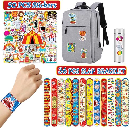 YYMYMGJ كرنفال هدايا الحفلات 86 قطعة من أساور صفعة السيرك كرنفال للأطفال كرنفال مهرج حيوان موضوع زينة حفلات أعياد الميلاد لوازم جوائز استحمام الطفل الفصول الدراسية مكافآت الهدايا in Kuwait