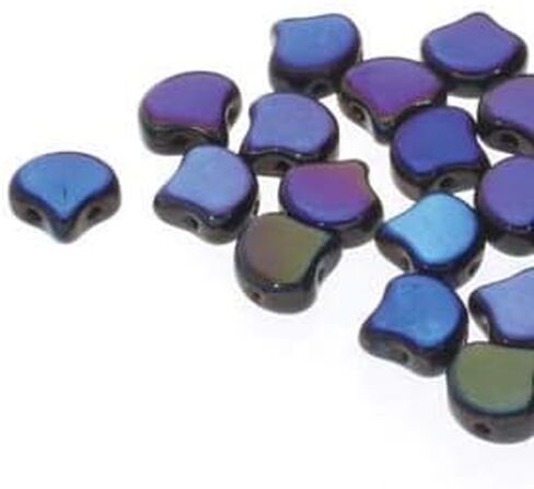 20 Grams GINKO Beads. Huge Assortment of Colors and FINISHES. 7.5mm Two Hole Beads, Holes Run Side to Side. Quality Czech Glass Beads (Violet Rainbow) in Saudi Arabia
