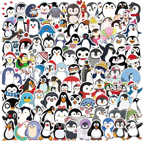 100 قطعة من ستيكرات لاصقة بتصميم بطريق كرتوني لطيف مقاوم للماء، ملصقات فينيل لزجاجة المياه واللابتوب والجوال ولوح التزلج للمراهقين والبنات والاطفال in Kuwait