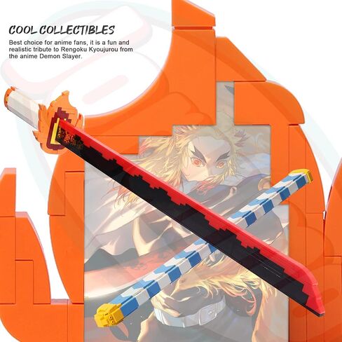 Demon Slayer Sword Compatible with Lego, Rengoku Kyoujurou Sword Building Block with Scabbard and Stand, Cosplay Anime Sword Toy Building Set, 790 Pieces in Kuwait