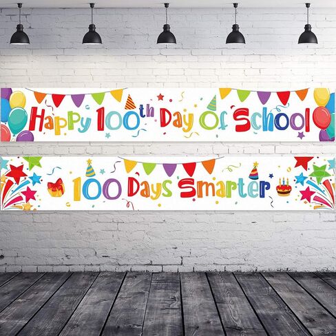 لافتة بعبارة «Happy 100th Day of School» مكونة من قطعتين، لافتة 100 يوم أذكى، ملصقات ملهمة هوراي 100 دايز اوف سكول مع 40 قطعة من نقاط الغراء اللاصقة لتزيين الفصول الدراسية للطلاب in Saudi Arabia