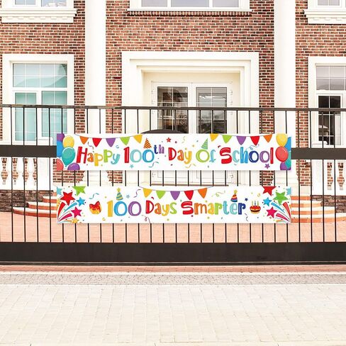 لافتة بعبارة «Happy 100th Day of School» مكونة من قطعتين، لافتة 100 يوم أذكى، ملصقات ملهمة هوراي 100 دايز اوف سكول مع 40 قطعة من نقاط الغراء اللاصقة لتزيين الفصول الدراسية للطلاب in Saudi Arabia