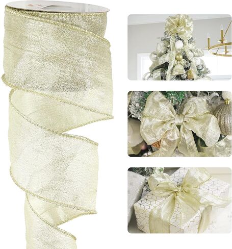 HUIHUANG Blue Wire Ribbon 2.5 inch Metallic Crinkle Dusty Blue Wired Ribbon for Bows Making Gift Wrapping Wreaths Holiday Home Decor DIY Crafts Christmas Tree Bows -10 Yards in Kuwait