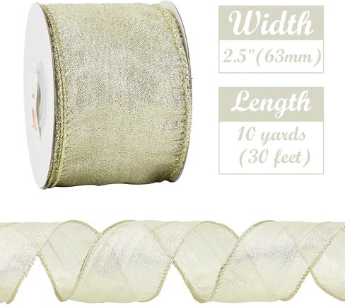 HUIHUANG Blue Wire Ribbon 2.5 inch Metallic Crinkle Dusty Blue Wired Ribbon for Bows Making Gift Wrapping Wreaths Holiday Home Decor DIY Crafts Christmas Tree Bows -10 Yards in Kuwait