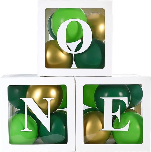 Baby 1st Birthday Decorations for Boy, ONE Balloon Boxes with Letters Includes Green and Golden Balloons, ONE Blocks Design for Boys 1 Year Old Birthday Backdrop Favor, First Birthday Cake Smash in Saudi Arabia