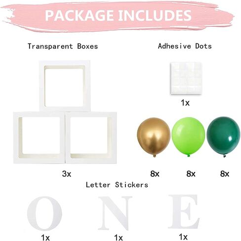Baby 1st Birthday Decorations for Boy, ONE Balloon Boxes with Letters Includes Green and Golden Balloons, ONE Blocks Design for Boys 1 Year Old Birthday Backdrop Favor, First Birthday Cake Smash in Saudi Arabia