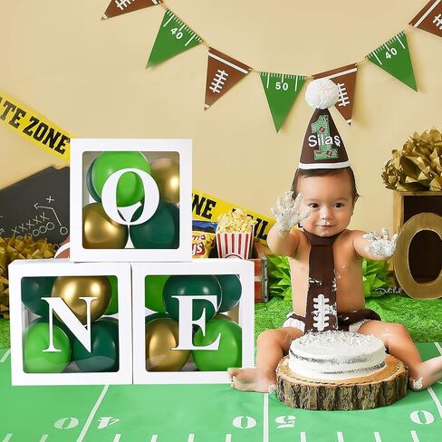 Baby 1st Birthday Decorations for Boy, ONE Balloon Boxes with Letters Includes Green and Golden Balloons, ONE Blocks Design for Boys 1 Year Old Birthday Backdrop Favor, First Birthday Cake Smash in Saudi Arabia
